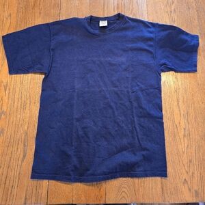 Vintage PLUMA USA Made Navy Blue Heavyweight Cotton Blank T Shirt L